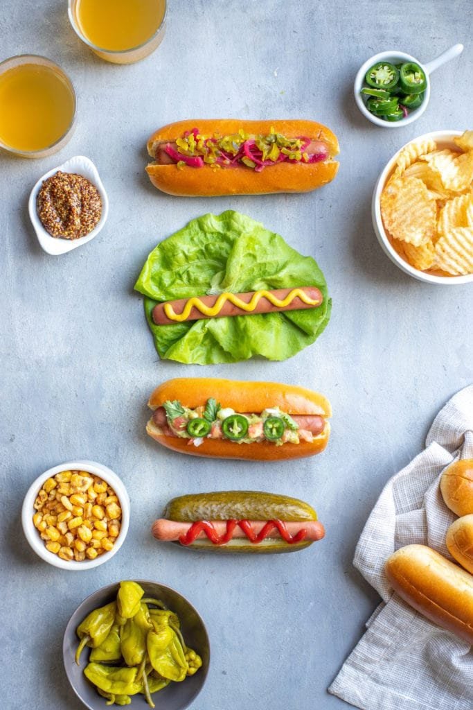 hot dog toppings bar