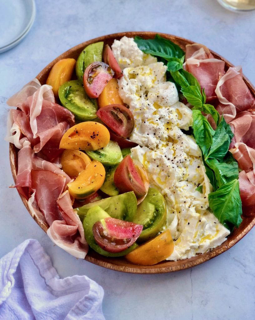 burrata and prosciutto