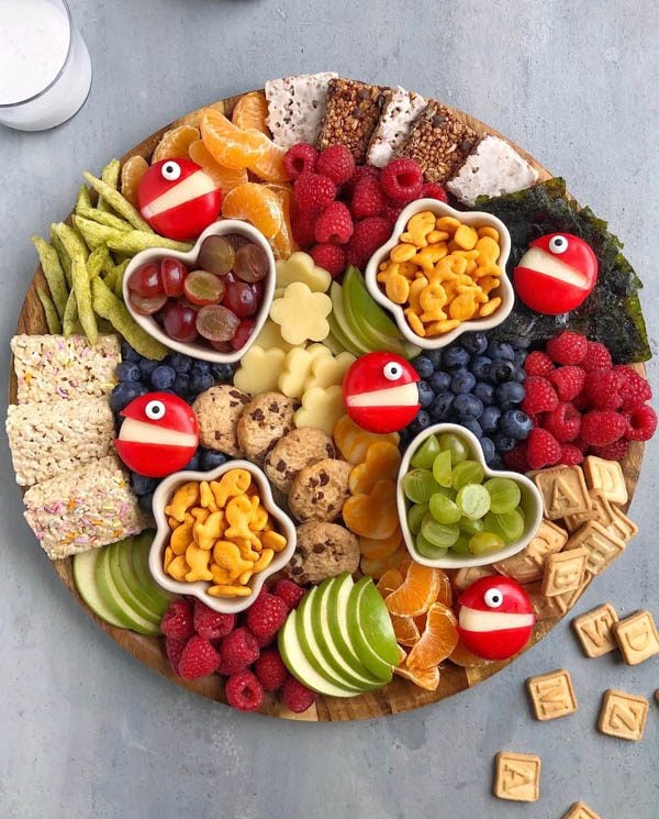 kids board with babybel pacman