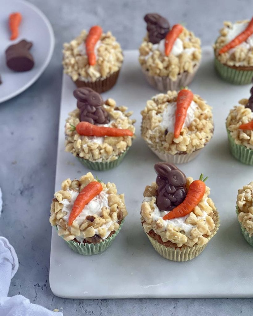 carrot cake cupcakes with cream cheese frosting