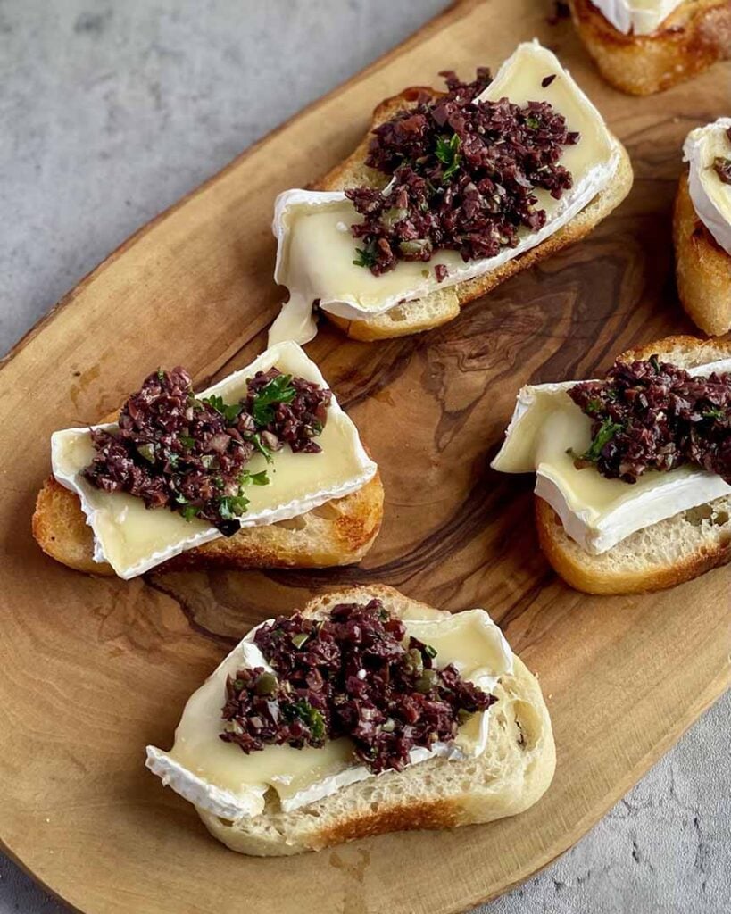 kalamata olive tapenade & brie crostini