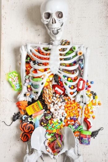 Halloween Candy Skeleton Charcuterie Board