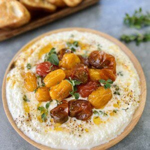 whipped burrata and roasted tomatoes