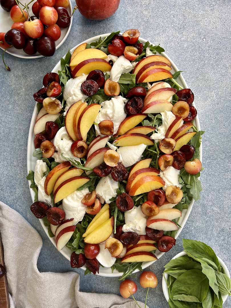 stone fruit burrata salad