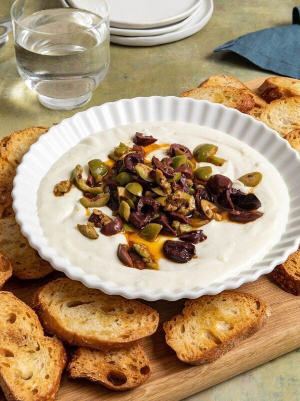 whipped feta and honey olives