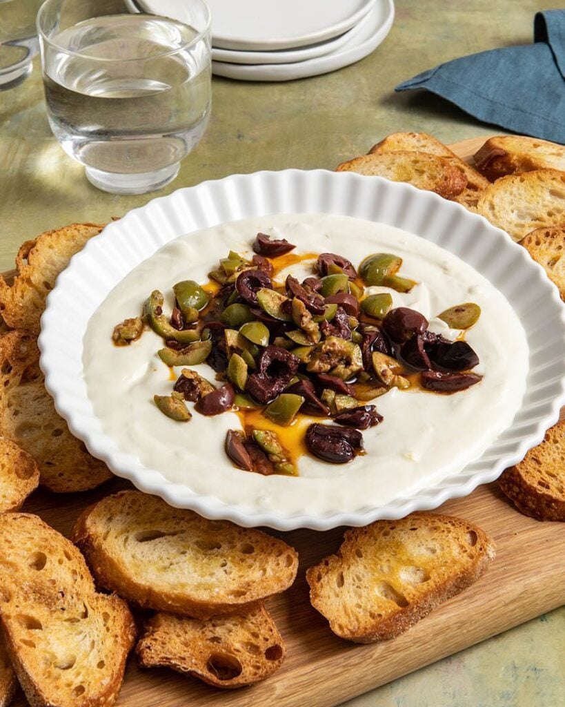 whipped feta and honey olives