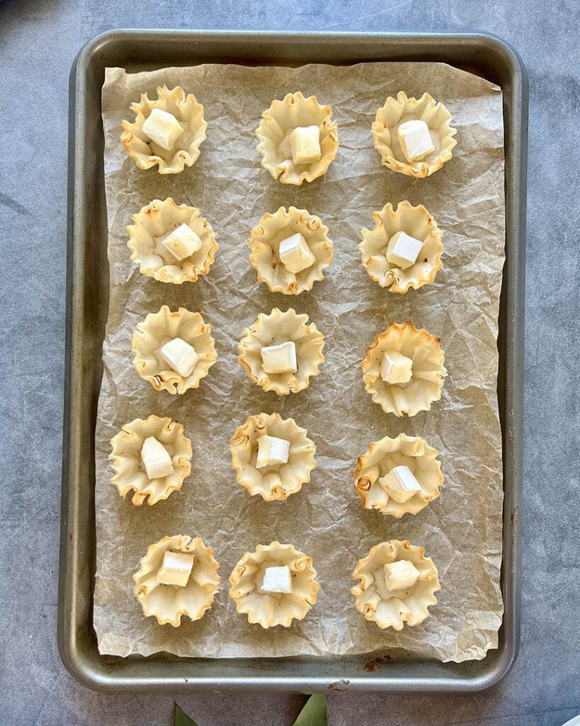 brie & cranberry bites in mini phyllo shells