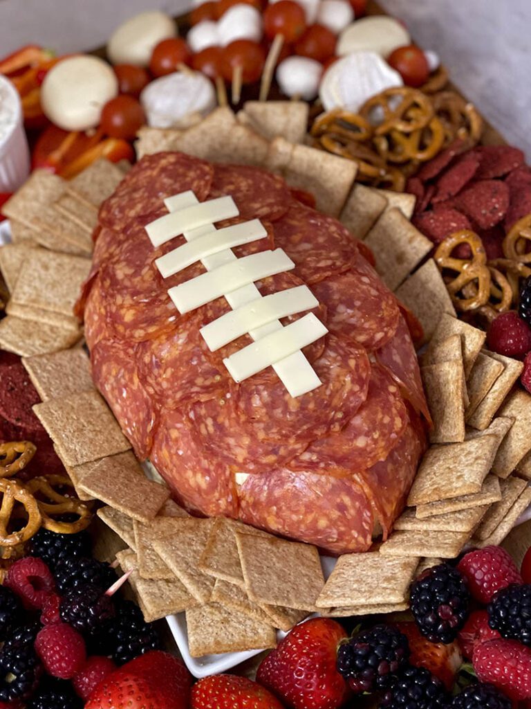 football shaped cream cheese dip