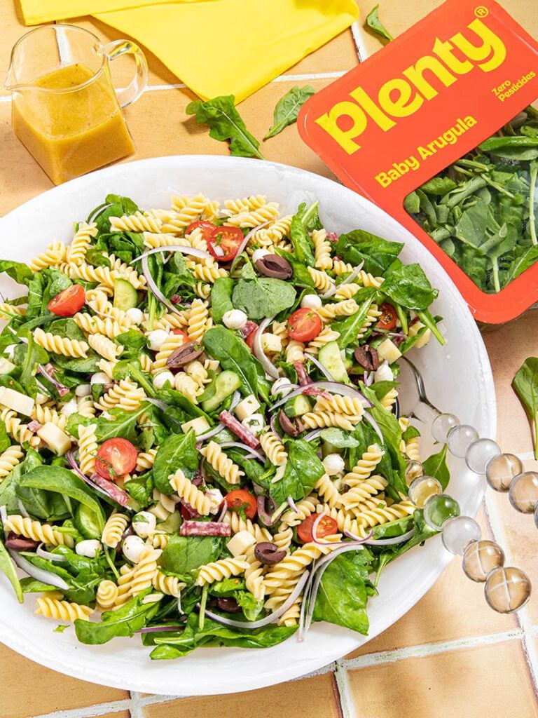 Easy Pasta Salad with Arugula & Italian Dressing