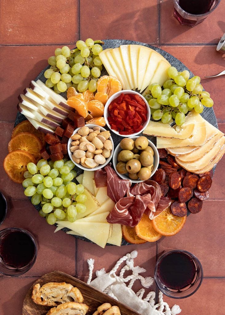 wine and tapas spanish charcuterie board