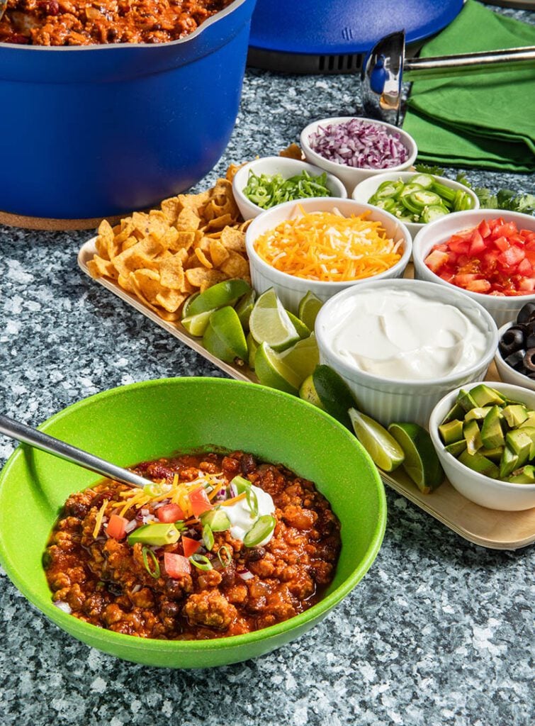 chili sides and chili toppings bar