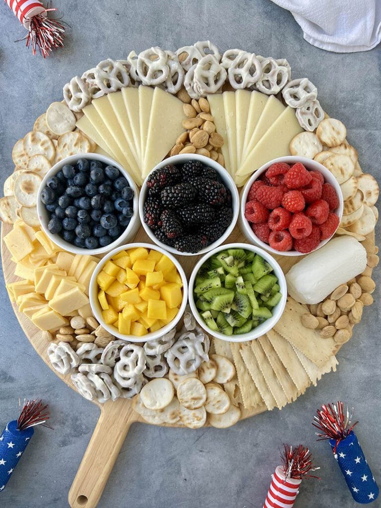 olympic themed party food charcuterie board