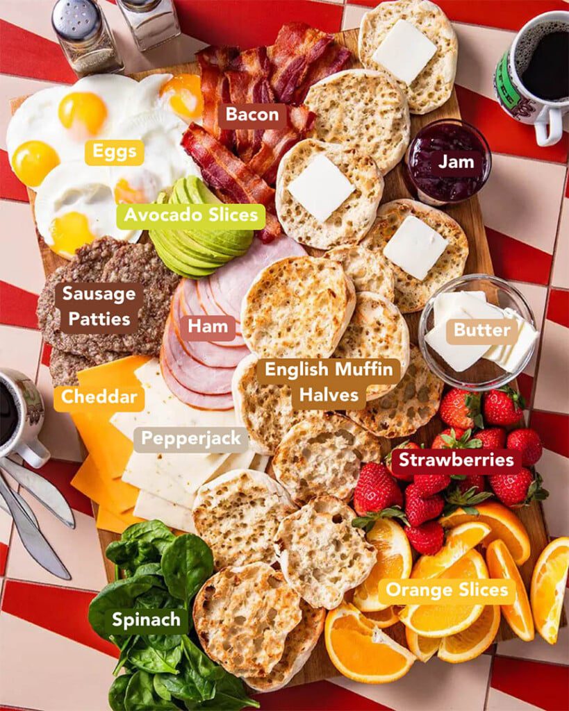 English Muffin Breakfast Board Visual Ingredients List