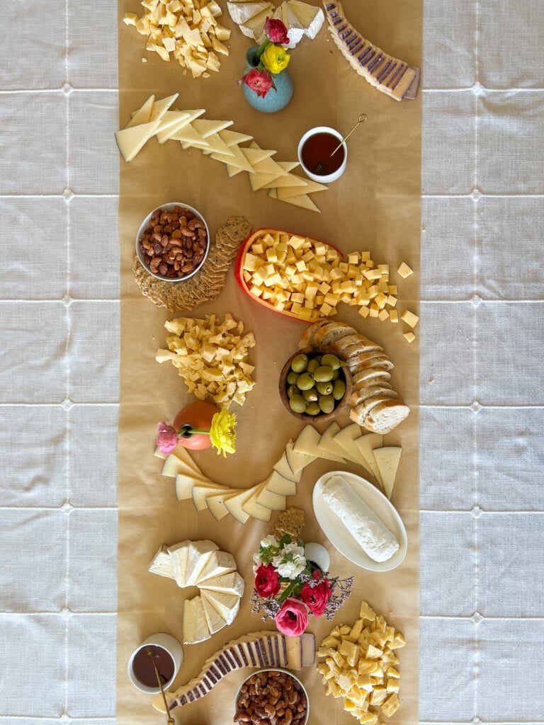 grazing board ramekins, vases, cheese