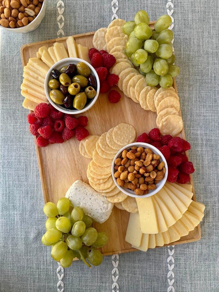 Walmart charcuterie board step 3 fruit crackers
